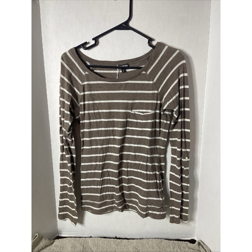 Express shirt, Brown Striped‎ SZ XS long sleeve Light Weight